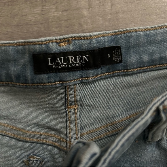 Lauren Ralph Lauren Super Stretch Curvy Mid-Rise Paint Splatter Skinny Leg Jeans - Picture 4 of 7